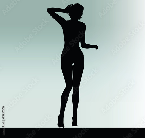 woman silhouette with hand gesture listen