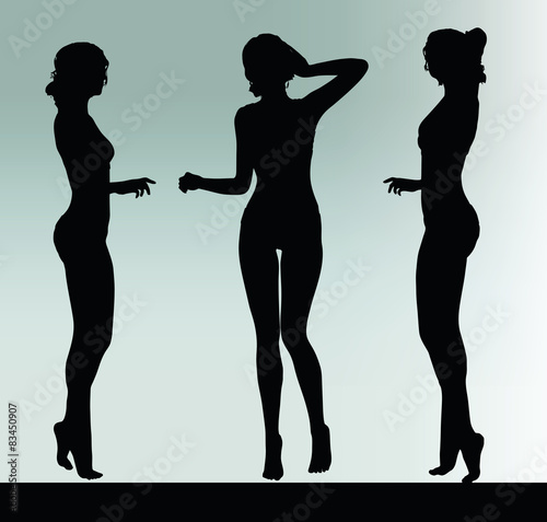 woman silhouette with hand gesture listen