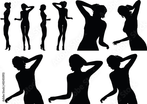 woman silhouette with hand gesture listen