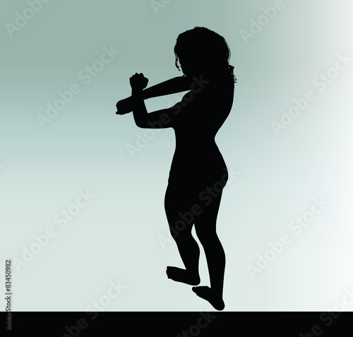woman silhouette with hand gesture handcuffed