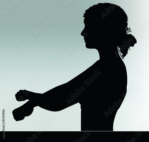 woman silhouette with hand gesture handcuffed