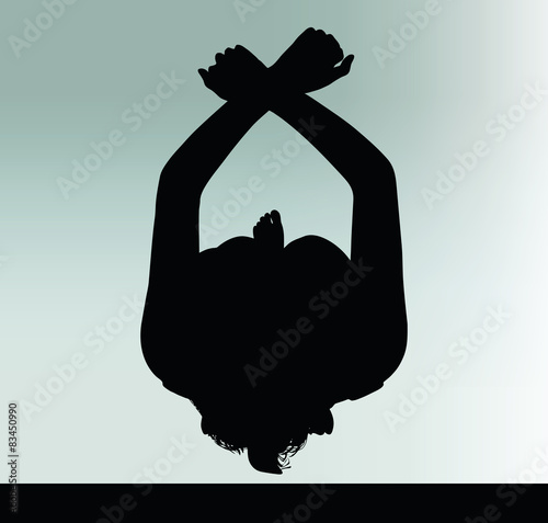 woman silhouette with hand gesture handcuffed