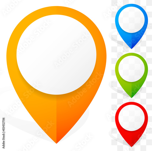 Set of colorful map marker, map pin icons. Vector