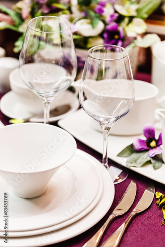 Ceramic tableware on the table