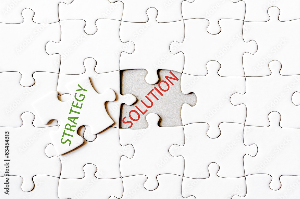 Missing jigsaw puzzle piece with word STRATEGY Missing jigsaw puzzle piece with word STRATEGY