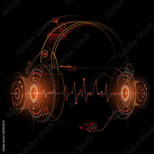 Headphone futuristic illustration 