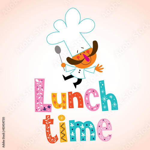Lunch time decorative type with chef character