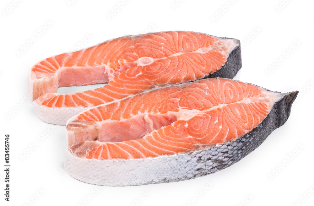 fresh salmon steak. 