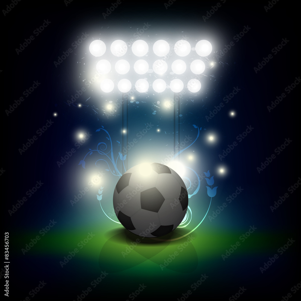 Naklejka premium soccer ball with stadium spotlight