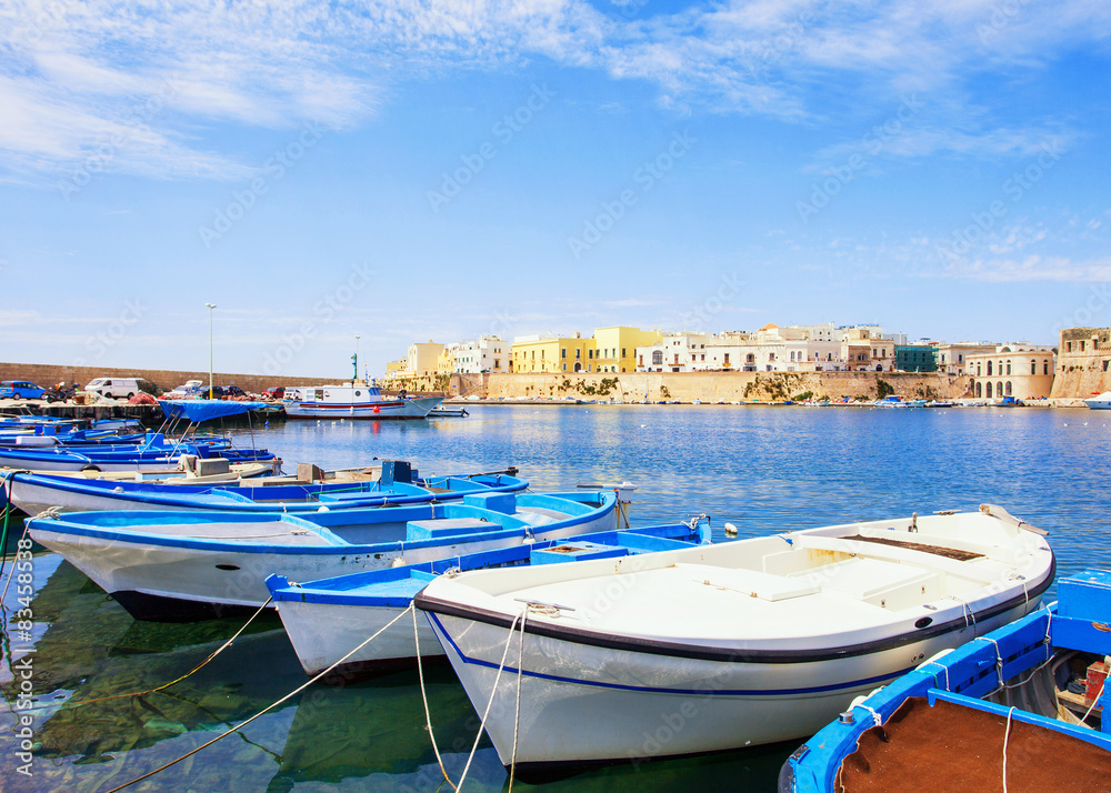 Fishermen`s boats, Gallipoli, Apulia, Southern Italy