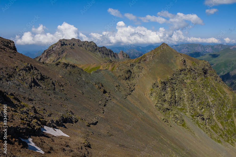 caucasian mountain ridge scene