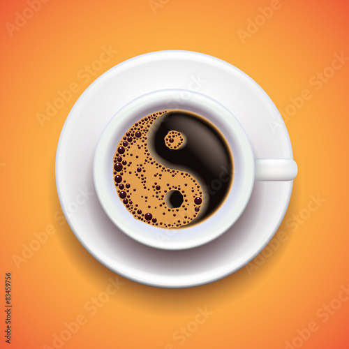 Yin-yang coffe cup, relax concept vector