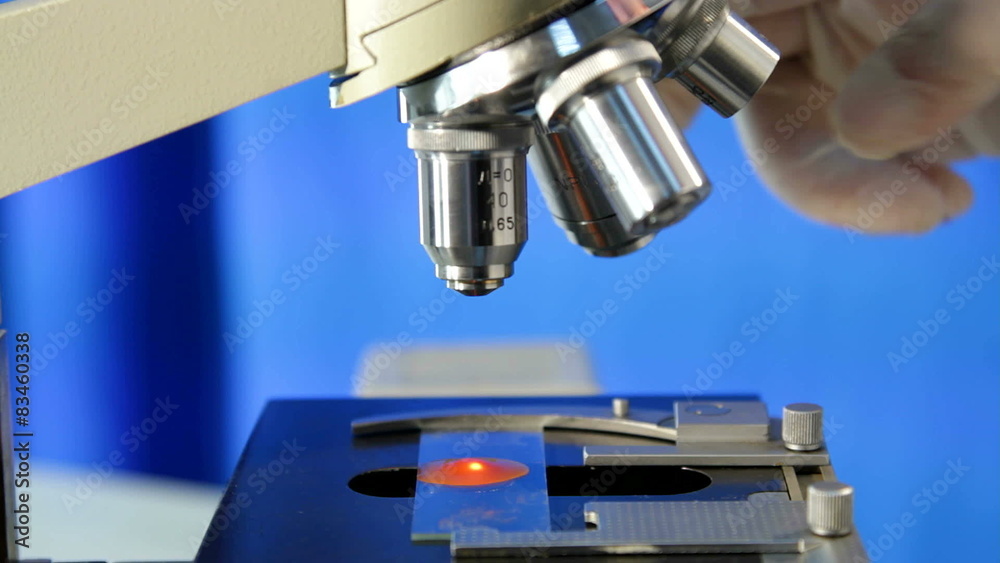 Microscope, Microscope on blue background