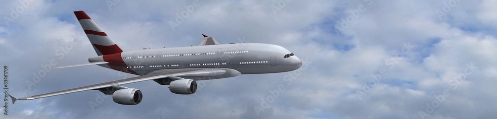 Obraz premium Modern Passenger airplane in flight