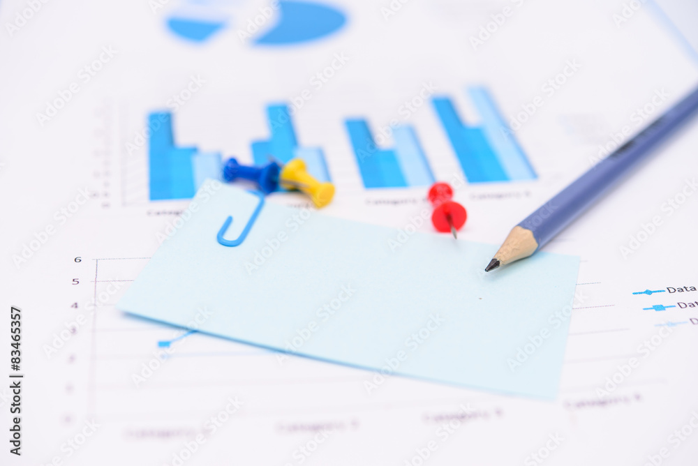 paper note with pencil and Financial concept accounting paper note with pencil and Financial concept accounting
