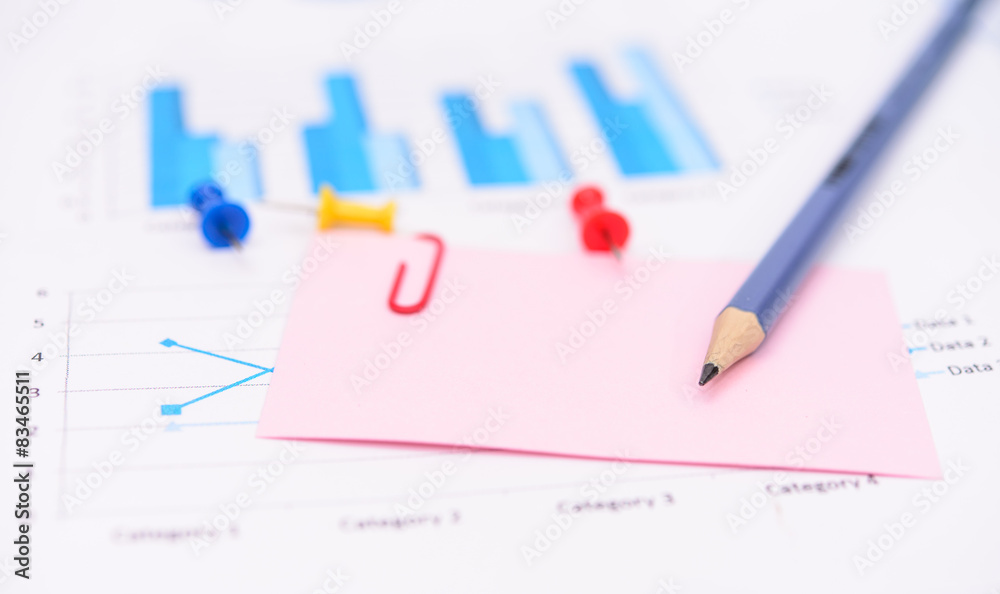 paper note with pencil and Financial concept accounting paper note with pencil and Financial concept accounting
