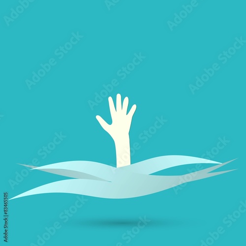 Drowning and reaching out hand for help