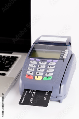 Credit Card Machine on white In The Store