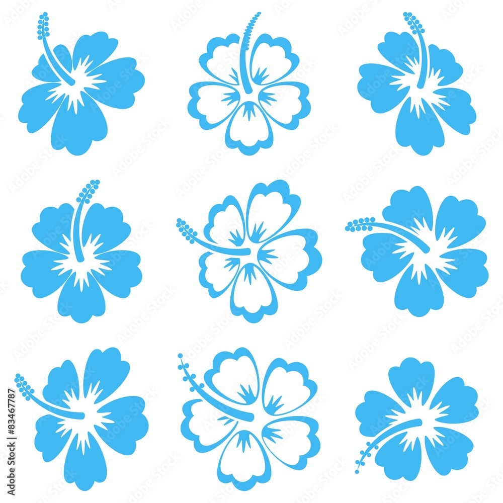Vector hibiscus silhouette icons Stock Vector | Adobe Stock