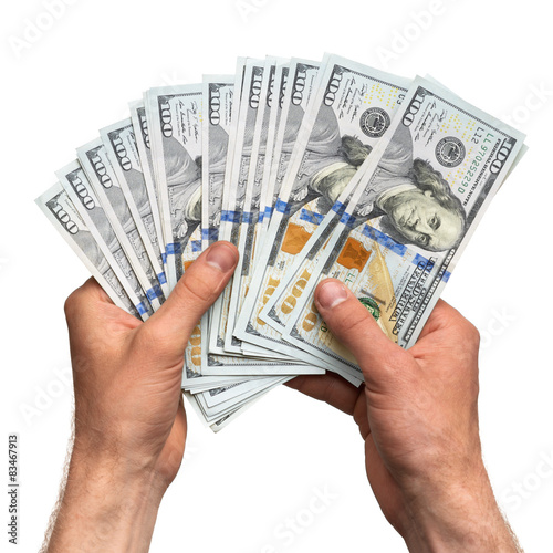 Canvas-taulu hands holding handful of money