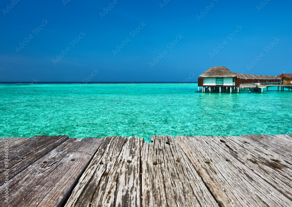 Beautiful beach with water bungalows