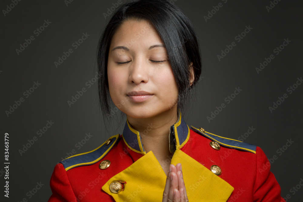 Model isolated praying