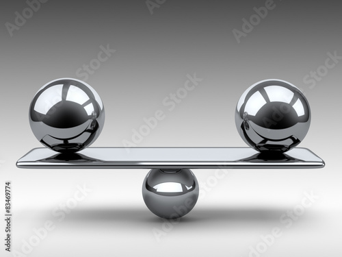 Balance between two large metallic spheres.