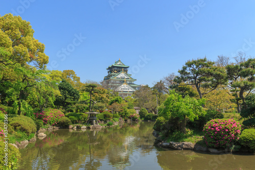 Osaka castle with japanese style garden.