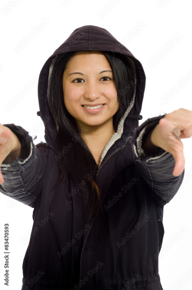 Model pointing to camera Model pointing to camera