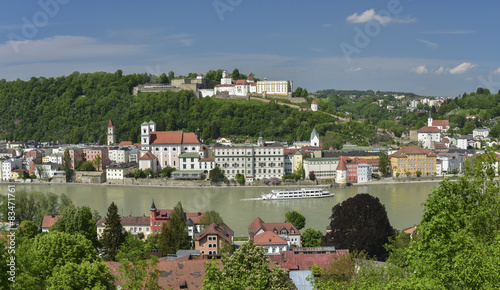 Blick vom Kloster Mariahilf über die Dreiflüssestadt Passau