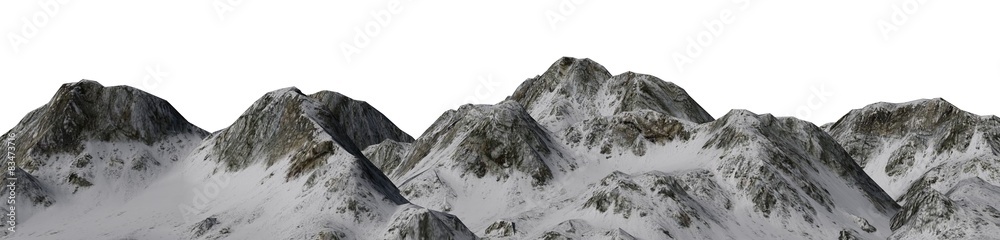 
Snowy Mountains - isolated on white background 