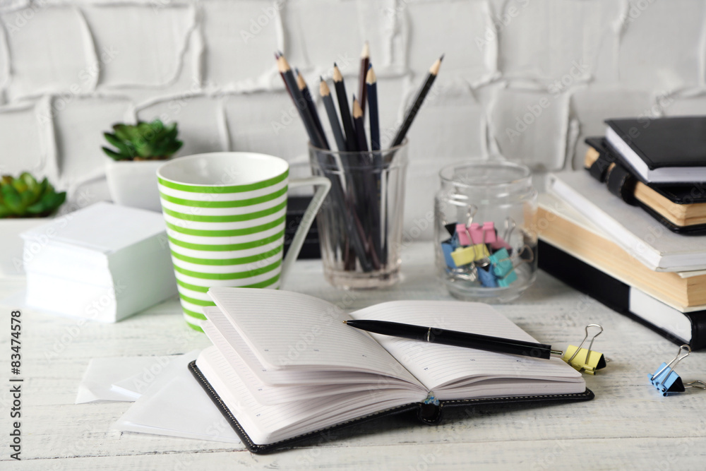 Stylish workplace at home or studio