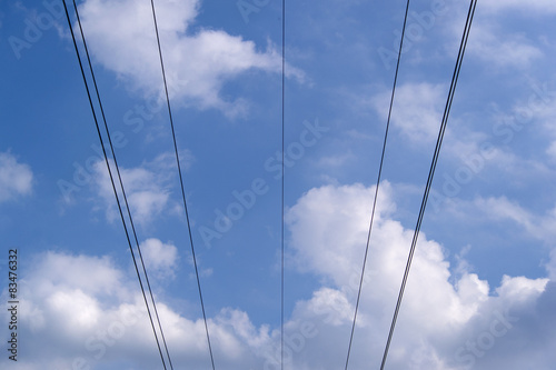 Power cables against sky