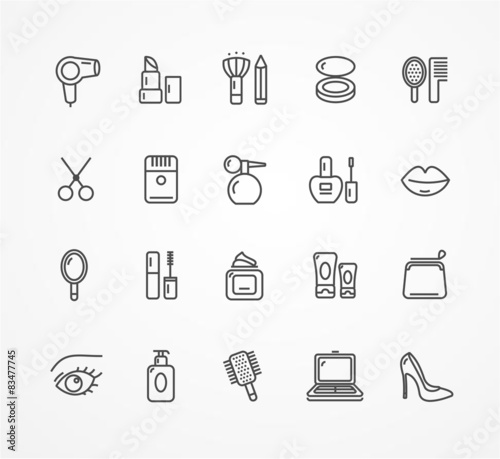 Vector beauty outline icon set