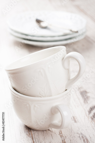 White crockery for tea