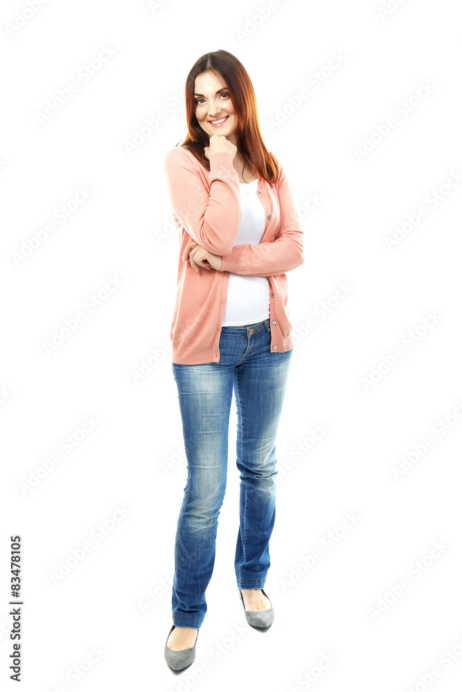 Beautiful middle aged woman isolated on white Beautiful middle aged woman isolated on white