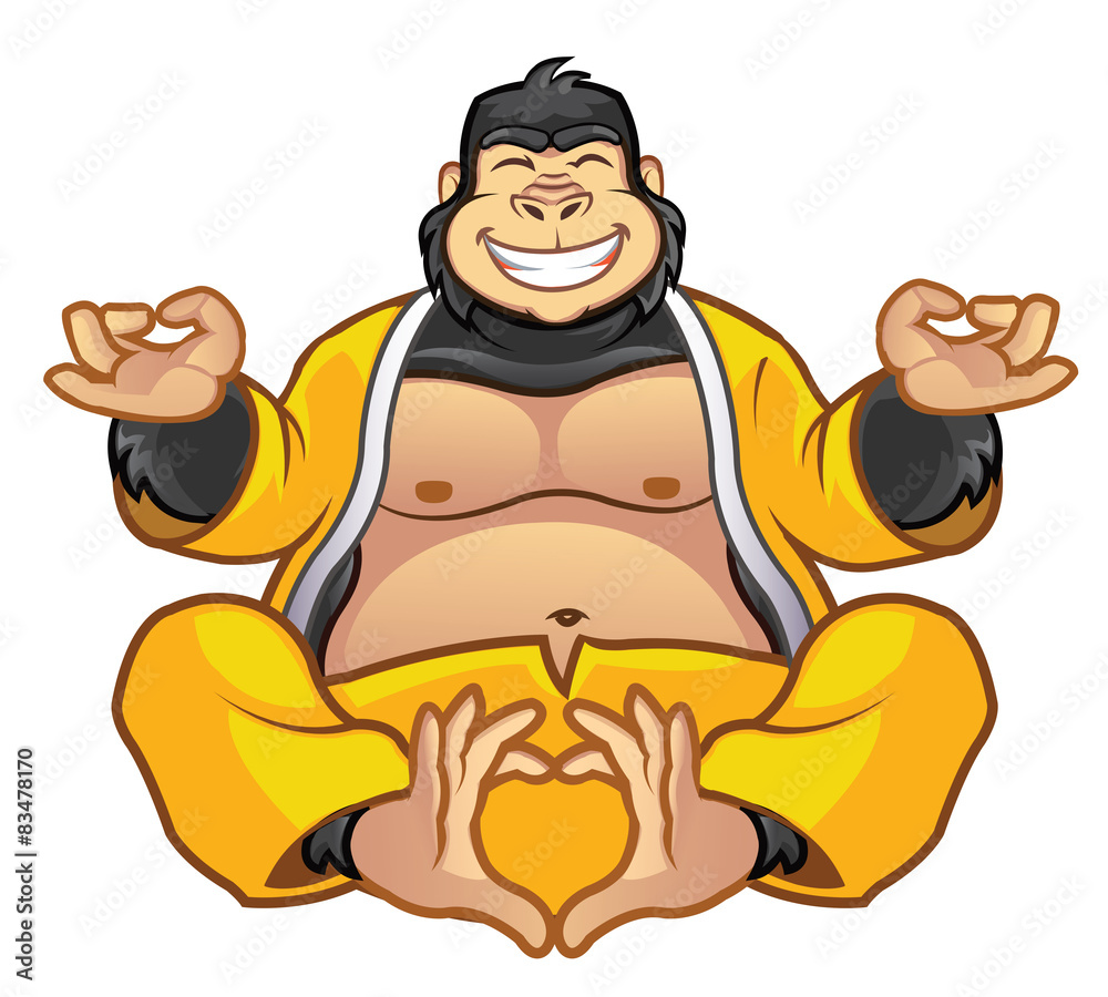 Naklejka premium Fat Gorilla Buddha Mascot