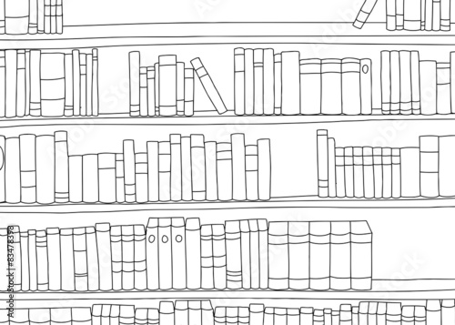 Outline of Large Shelf with Books