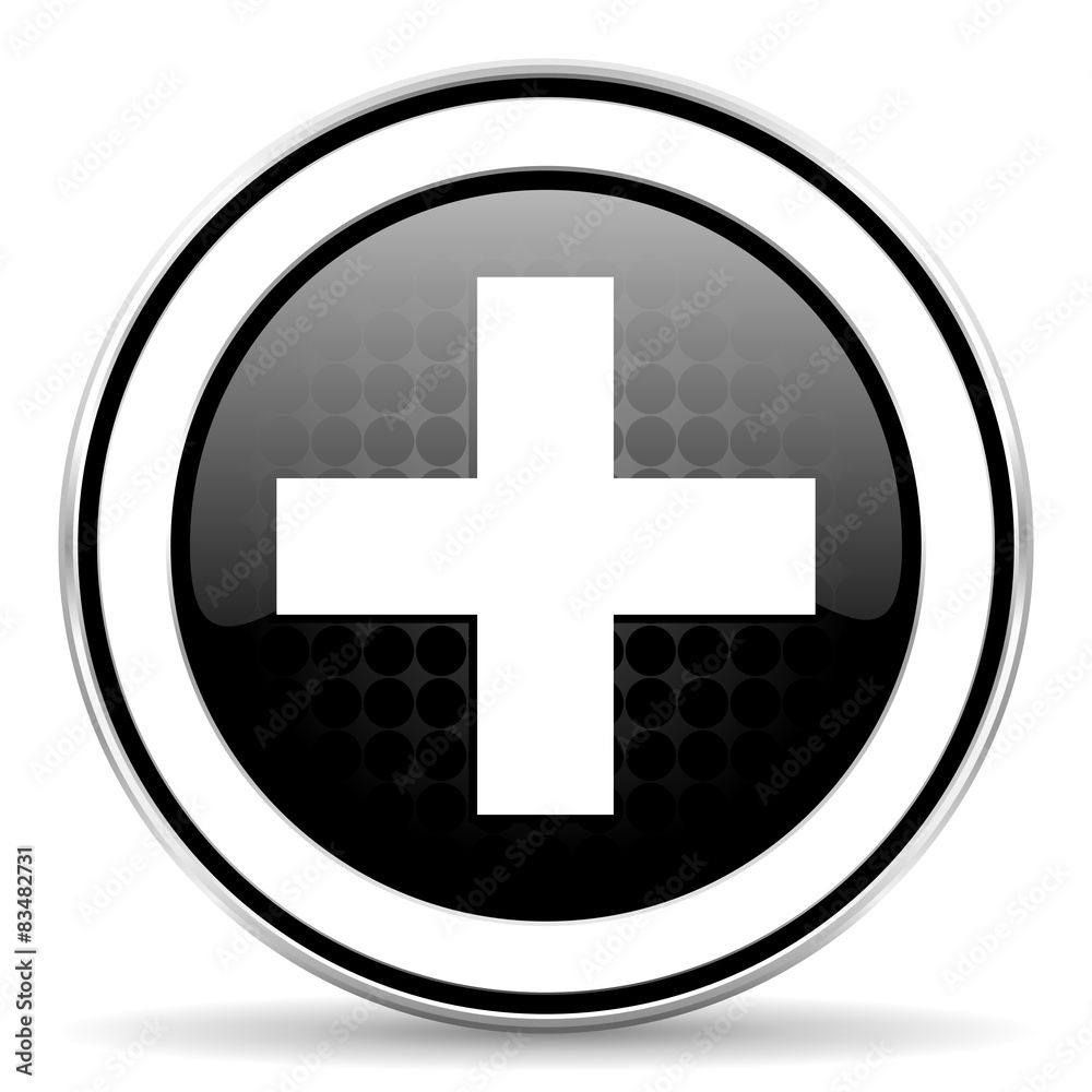 Obraz premium plus icon, black chrome button, cross sign