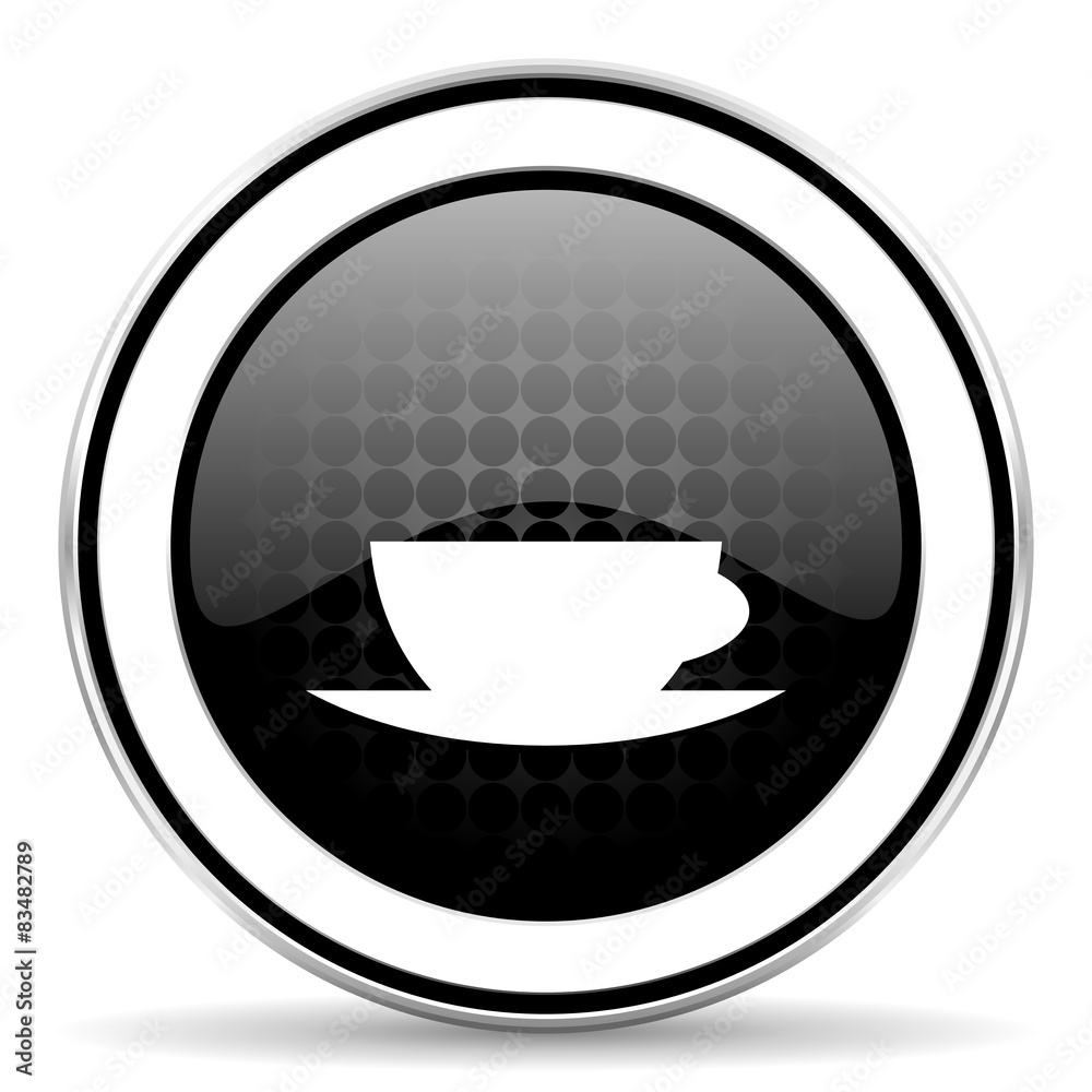 espresso icon, black chrome button, caffe cup sign espresso icon, black chrome button, caffe cup sign