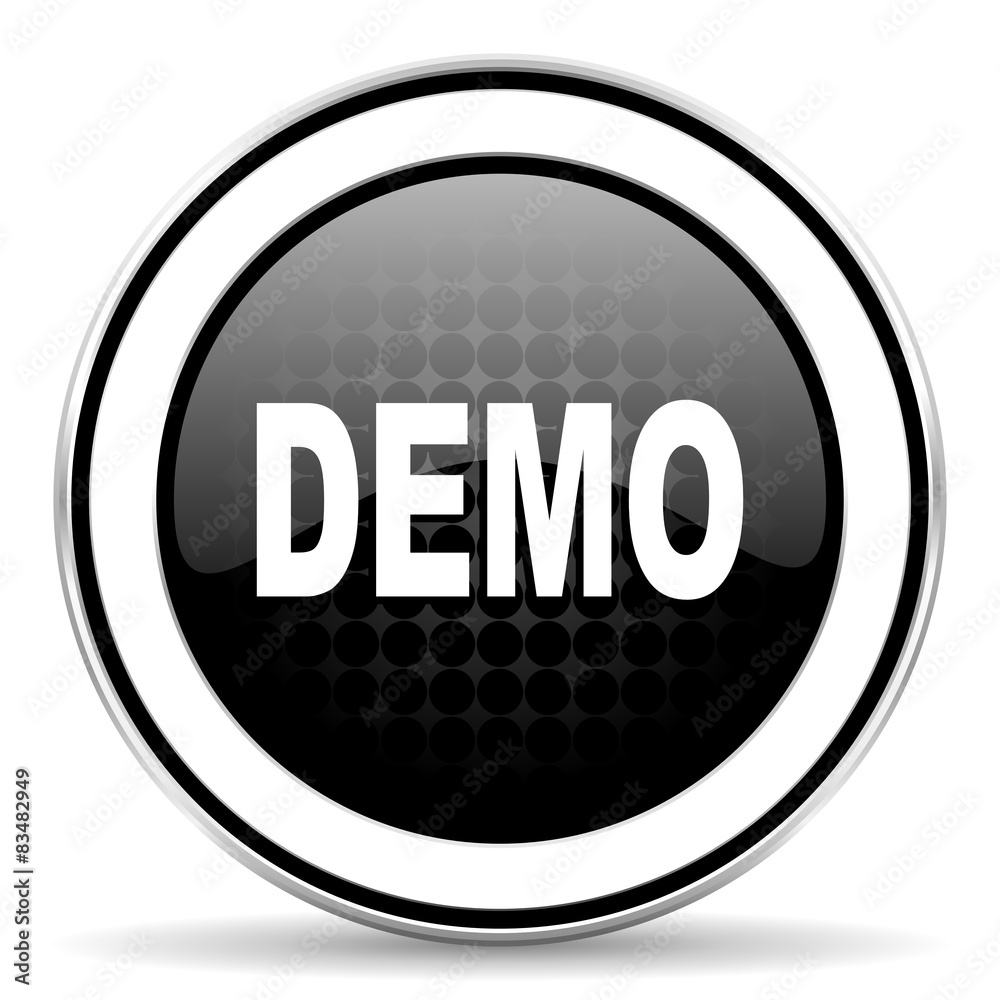 demo icon, black chrome button