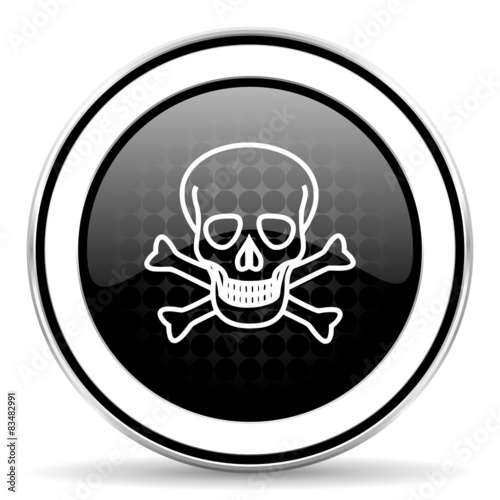 skull icon, black chrome button, death sign