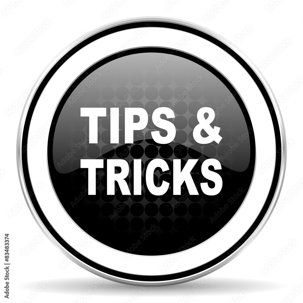 tips tricks icon, black chrome button tips tricks icon, black chrome button