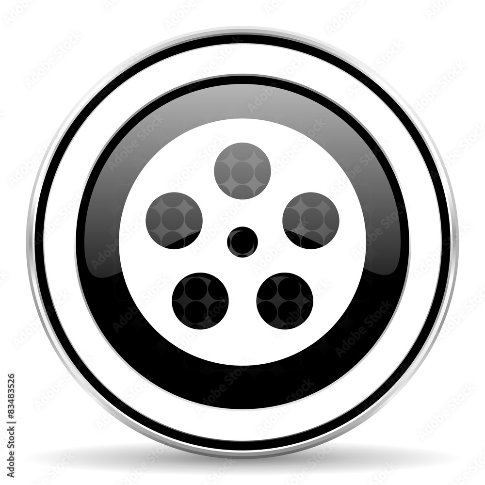 film icon, black chrome button