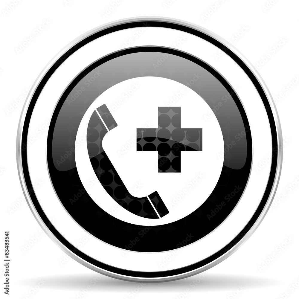 emergency call icon, black chrome button emergency call icon, black chrome button
