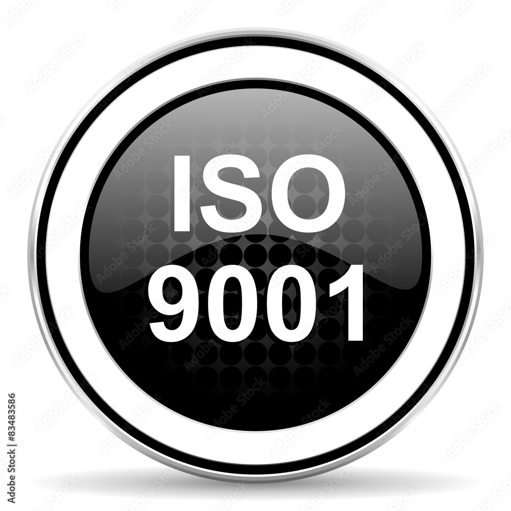 iso 9001 icon, black chrome button iso 9001 icon, black chrome button