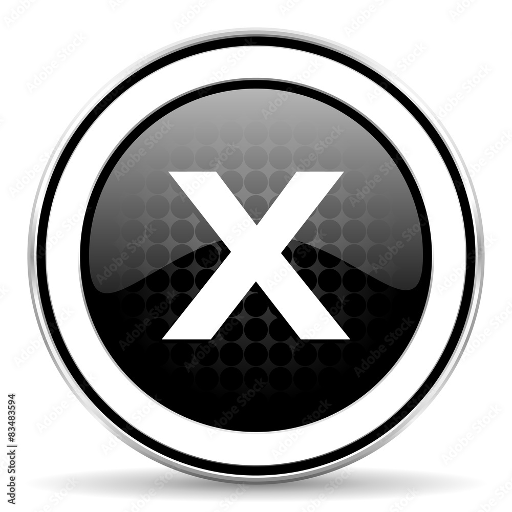 cancel icon, black chrome button cancel icon, black chrome button