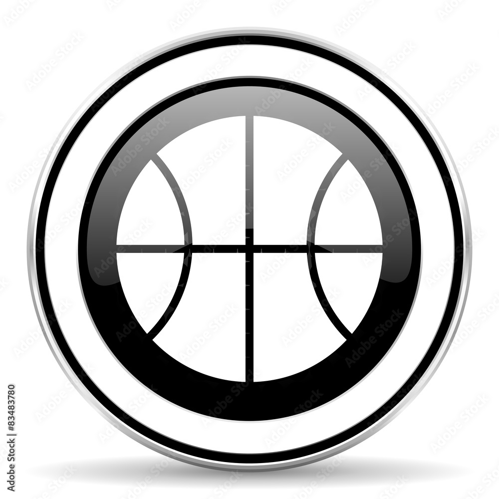 ball icon, black chrome button, basketball sign ball icon, black chrome button, basketball sign