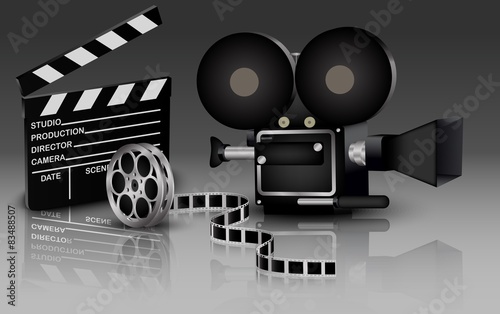 Illustration of camera with movie