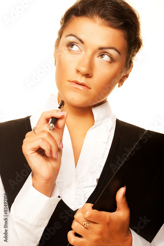 Slika na platnu Business woman write on clipboard